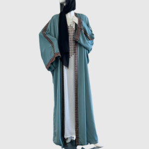 Two piece Abaya with handmade embroidery and gold Rhinestones.